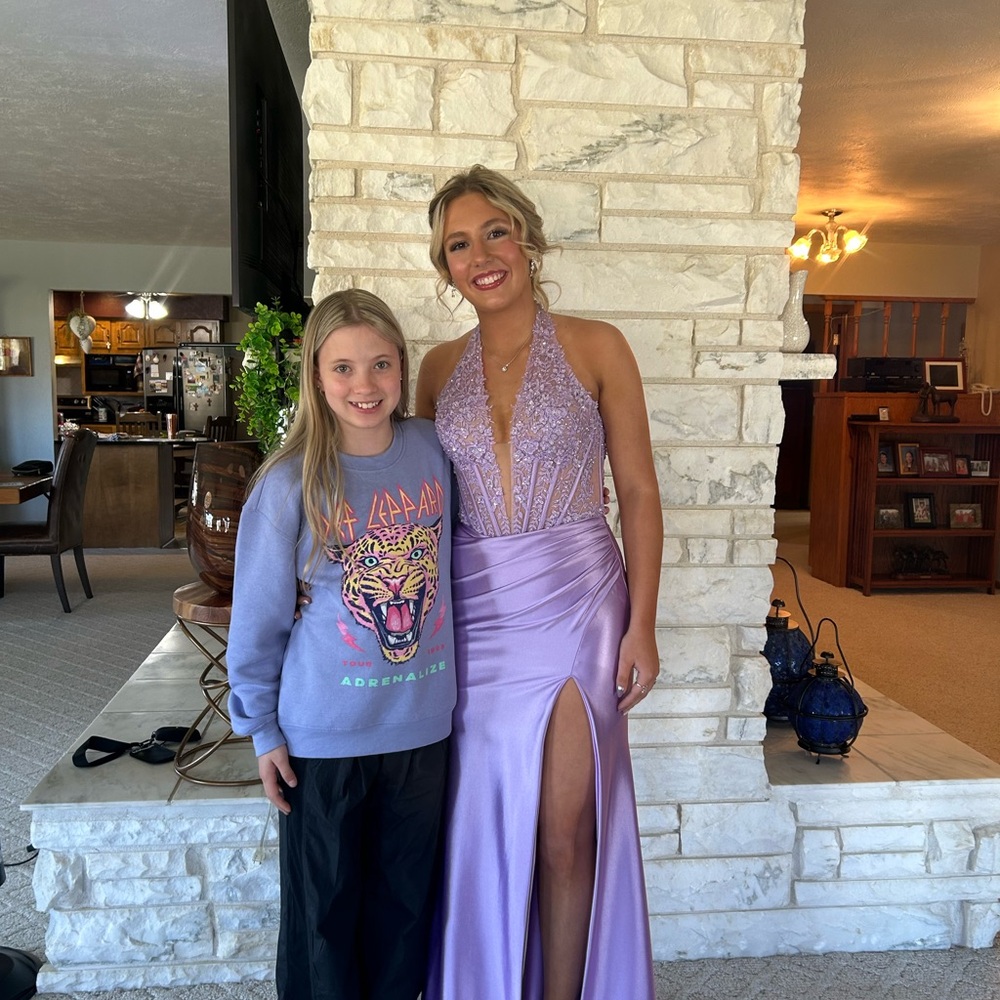Lavender Halter Gown with Slit